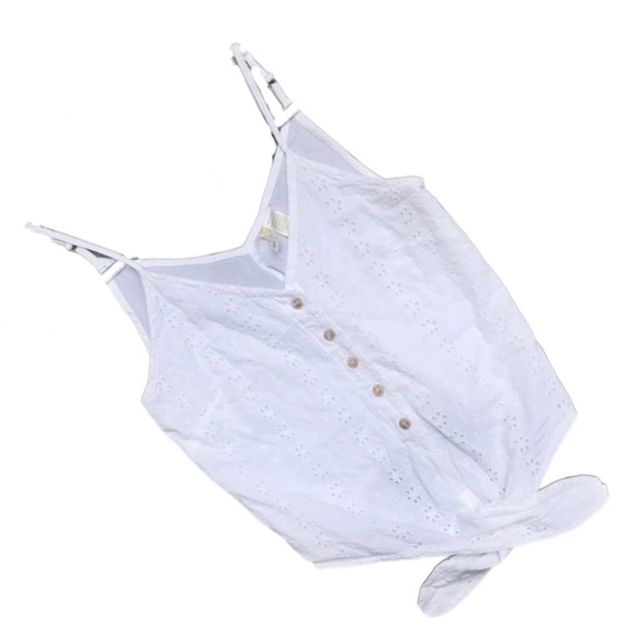 CJAPNA White Cotton Eyelet Lace Button Down Top - Picture 1 of 7